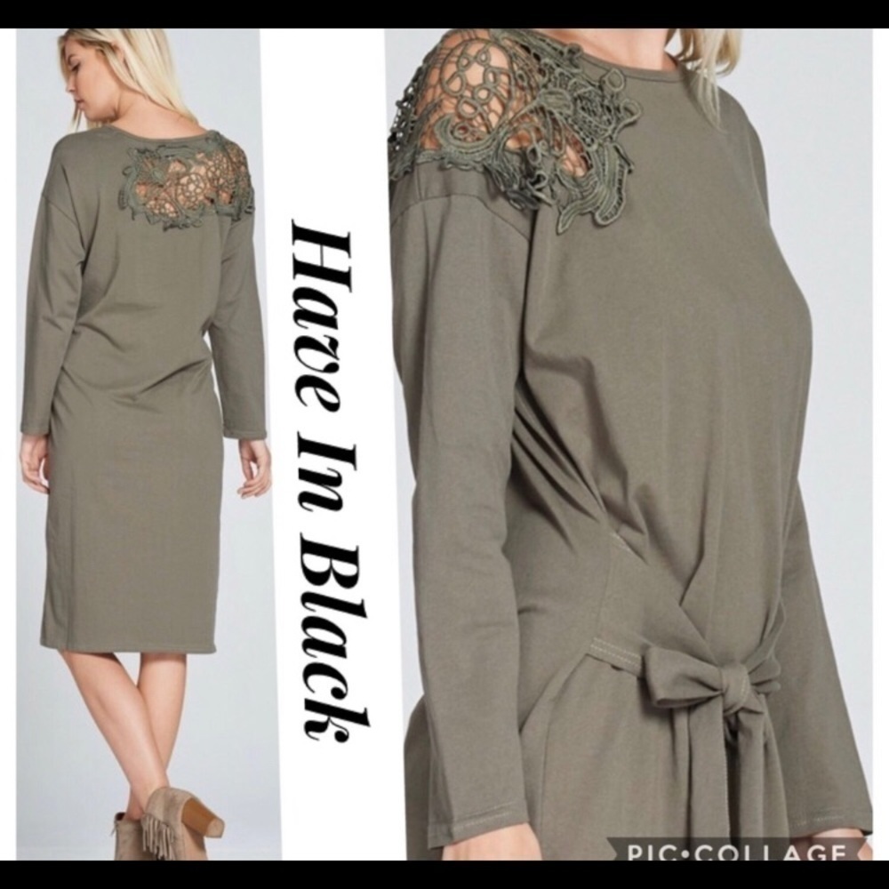 Black or Gray Midi/Knee Length Dress